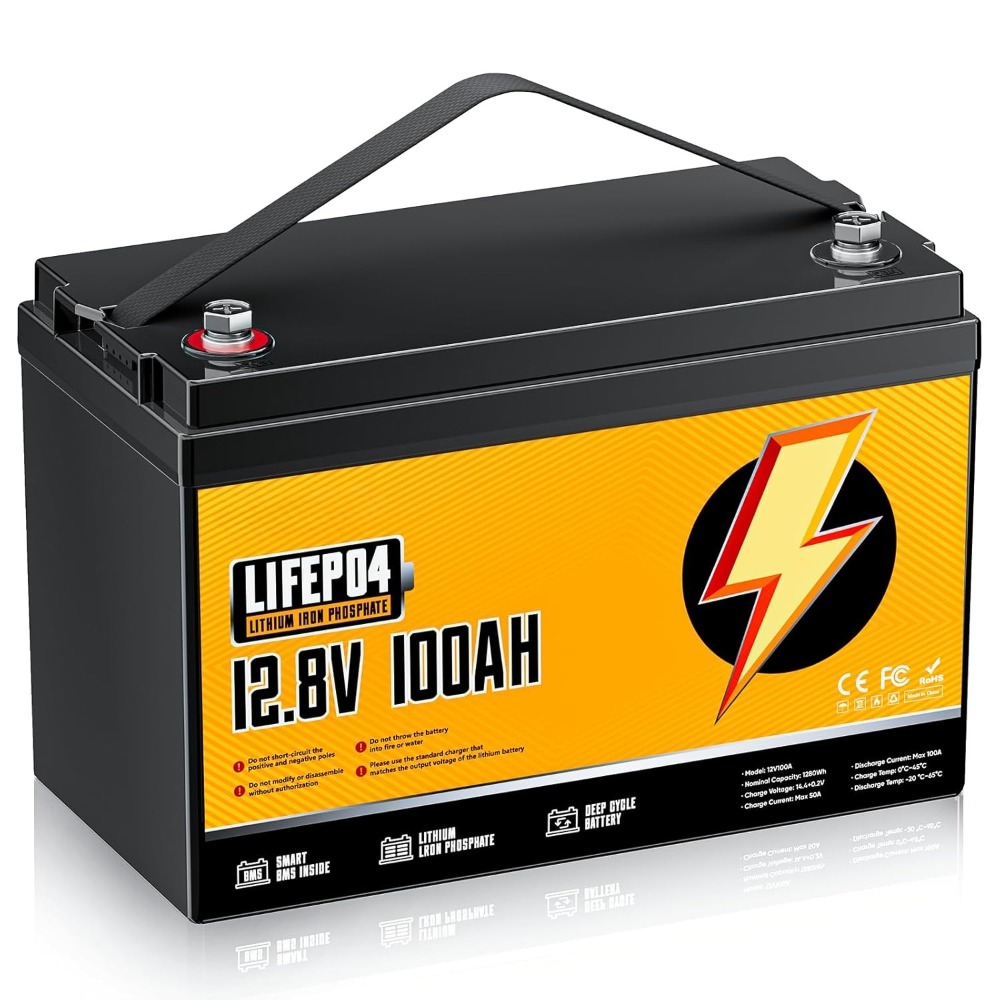 Lithium Battery 100Ah - 12V 100Ah LiFePO4 Battery, Built-in 120A