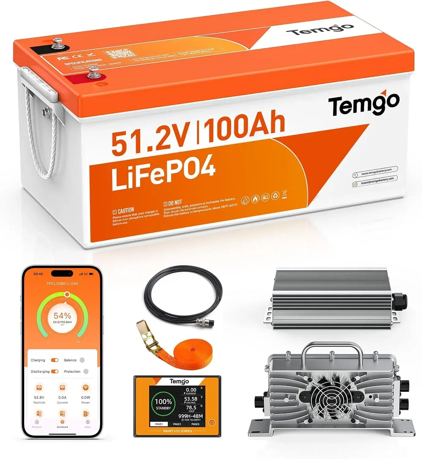 Lithium Battery 100Ah - 48V (51.2V) 100Ah LiFePO4 Lithium Golf