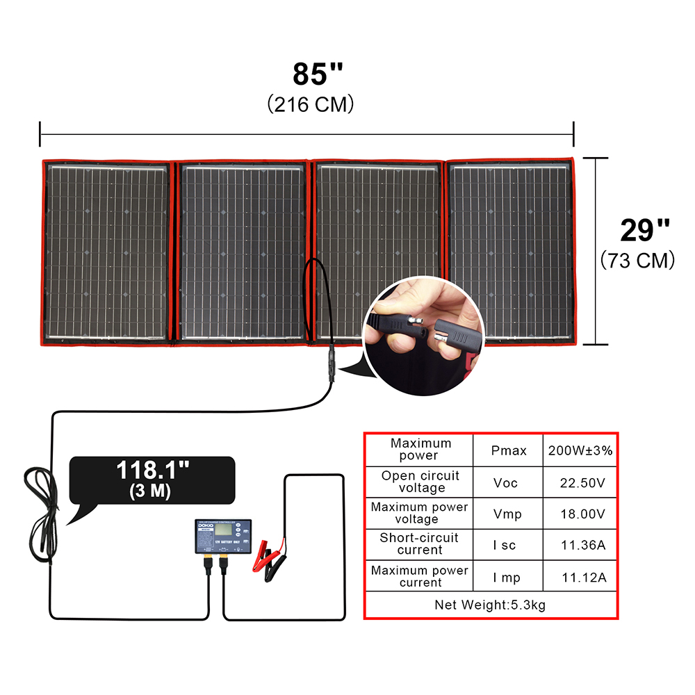 Dokio Flexible Foldable 200W(5 - Folding Solar Panel ulasan dan harga